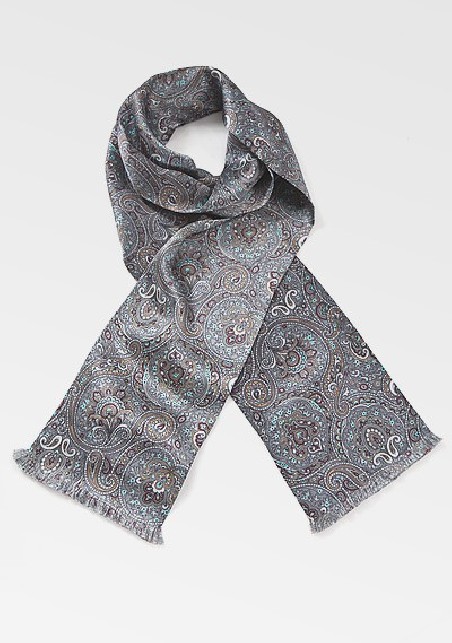 Moroccan Paisley Scarf in Silvers