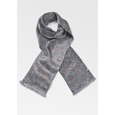 Moroccan Paisley Scarf in Silvers