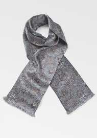 Moroccan Paisley Scarf in Silvers