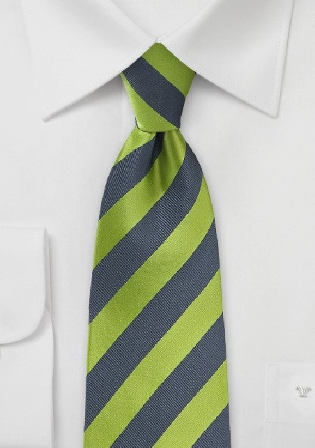 Striped Tie in Fern Green and Charcoal