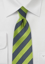 Striped Tie in Fern Green and Charcoal