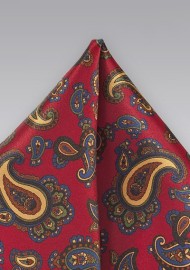 Paisley Pocket Square in Imperial Red