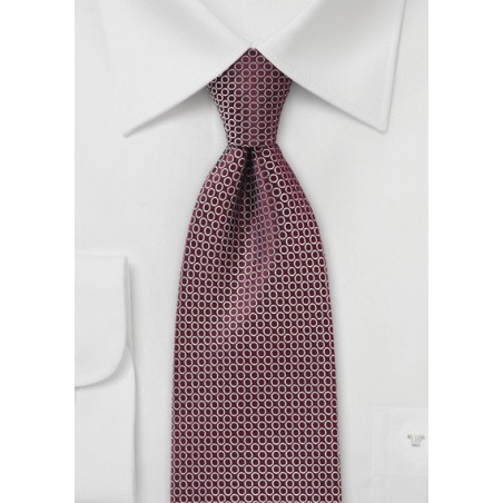 Retro Graphic Print Tie in Burgundy