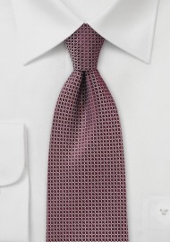 Retro Graphic Print Tie in Burgundy