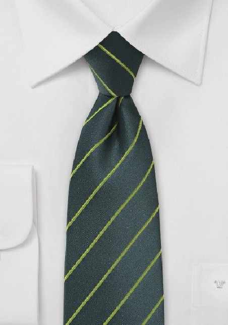 Dark Hunter Green and Lime Striped Tie