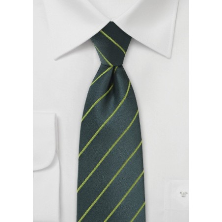 Dark Hunter Green and Lime Striped Tie