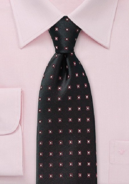 Formal Black Patterned Tie in Silk