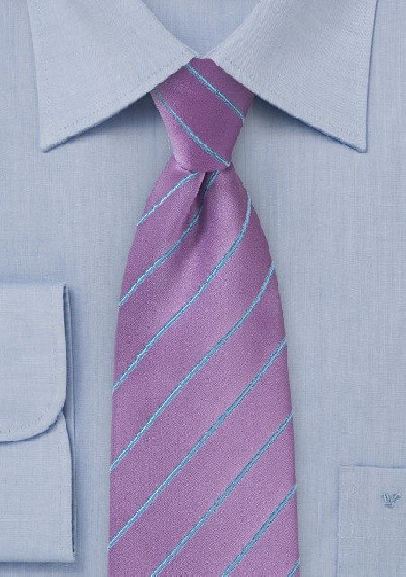 Bold Wisteria Hued Necktie with Cornflower Blue Accents