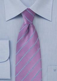 Bold Wisteria Hued Necktie with Cornflower Blue Accents