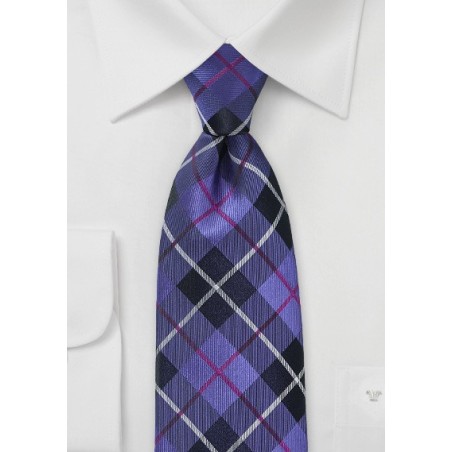 Plaid Tie in Electric Purple and Fuchsia