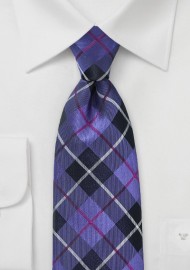 Plaid Tie in Electric Purple and Fuchsia