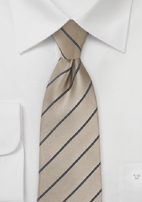 Striped Latte Necktie with Satin Finish