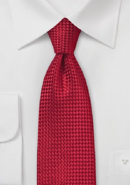 Bold Red Basket Weave Textured Tie