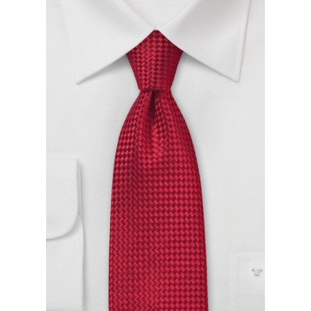 Bold Red Basket Weave Textured Tie