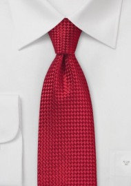 Bold Red Basket Weave Textured Tie