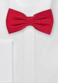 Bright Red Bow Tie with Basket Weave Texture