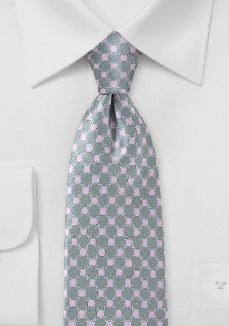 Pure Silk Tie with Square & Link Pattern