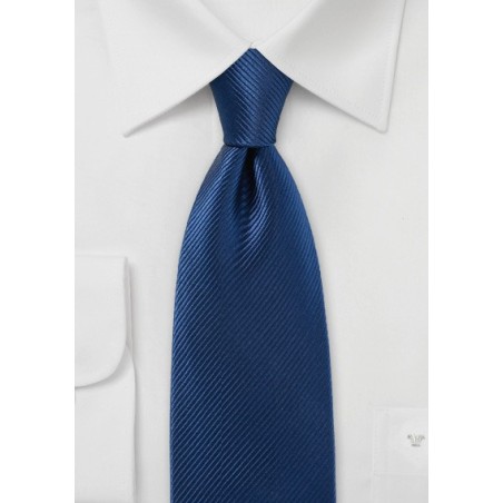 Solid Royal Blue Tie with Narrow Ribbed Texture