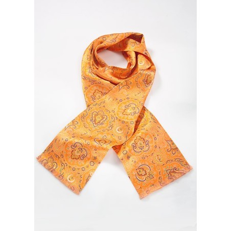 Elegant Paisley Silk Scarf in Tangerine