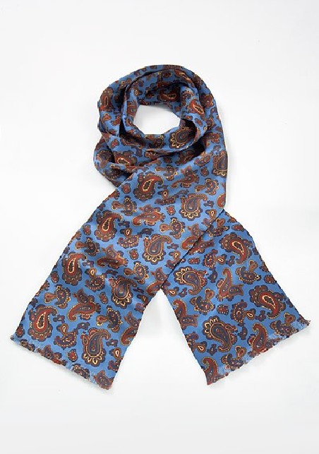 Paisley Silk Scarf in Venetian Blue