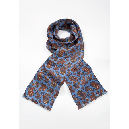 Paisley Silk Scarf in Venetian Blue