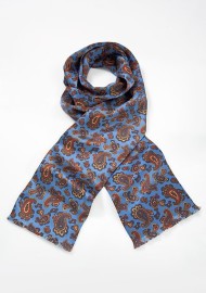 Paisley Silk Scarf in Venetian Blue