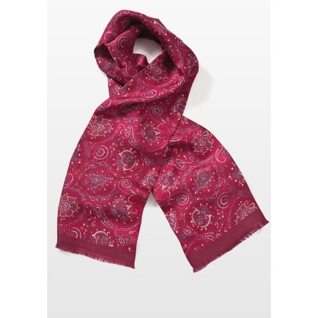 Contemporary Paisley Scarf in Vibrant Reds