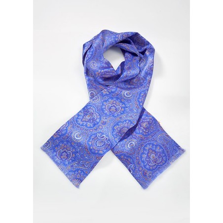 Bright Blue and Tangerine Silk Scarf