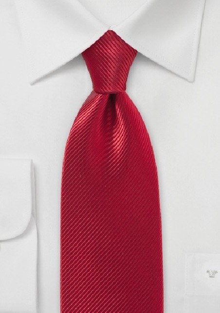 Ribbed Ruby Red Tie in Pure Silk