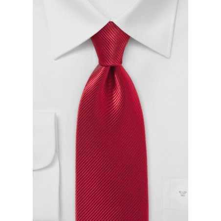 Ribbed Ruby Red Tie in Pure Silk