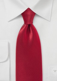 Ribbed Ruby Red Tie in Pure Silk