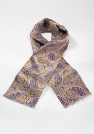 Luxe Paisley Scarf in Camels and Blues