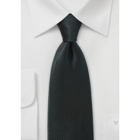 Jet Black Necktie with Sharp Ribbed Texture