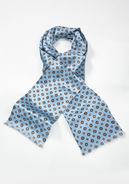 Art Deco Silk Scarf in Powder Blue