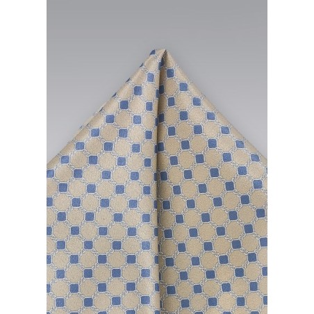 Luxe Pocket Square in Golden Wheat and Blue