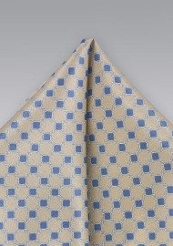 Luxe Pocket Square in Golden Wheat and Blue