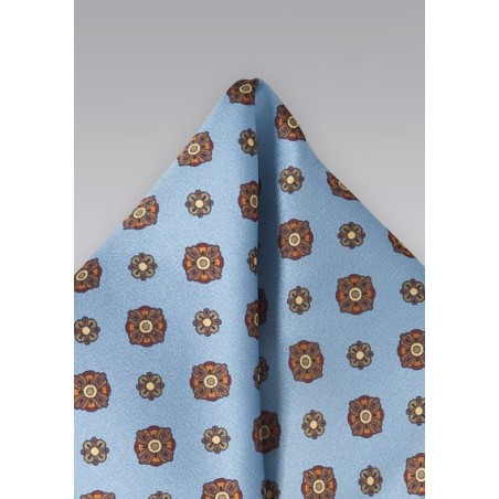 Art Deco Pocket Square in Powder Blue
