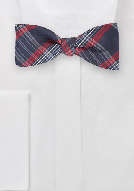 Tartan Plaid Bow Tie in Reds and Navys