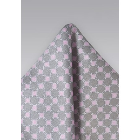 Graphic Pocket Square in Taupes and Pinks