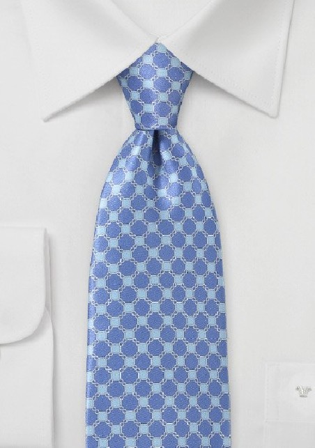 Art Deco Patterned Tie in Blues
