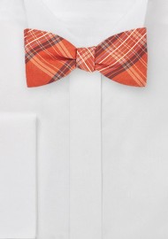 Modern Plaid Bow Tie in Tangerine