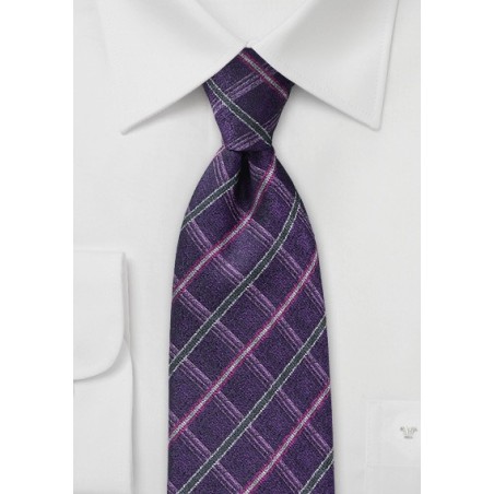 Violet Check Tie in Pure Silk