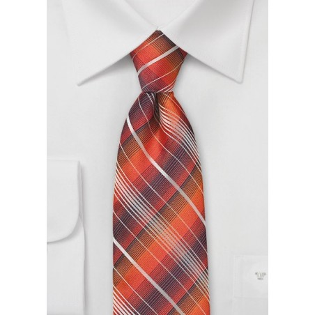 Sunset Orange Plaid Tie