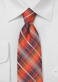 Sunset Orange Plaid Tie