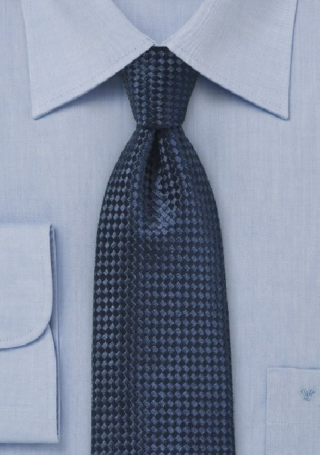Basketweave Tie in Solid Navy