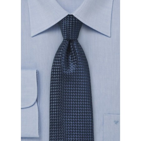 Basketweave Tie in Solid Navy