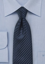 Textured Striped Silk Tie in Dark Navy