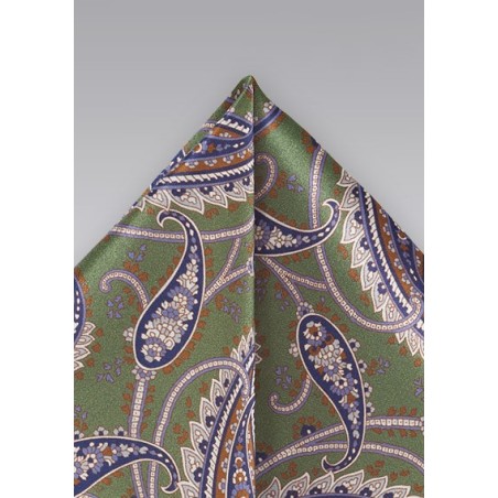 Designer Paisley Tie in Muted Greens