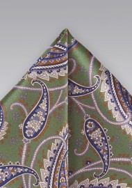Designer Paisley Tie in Muted Greens