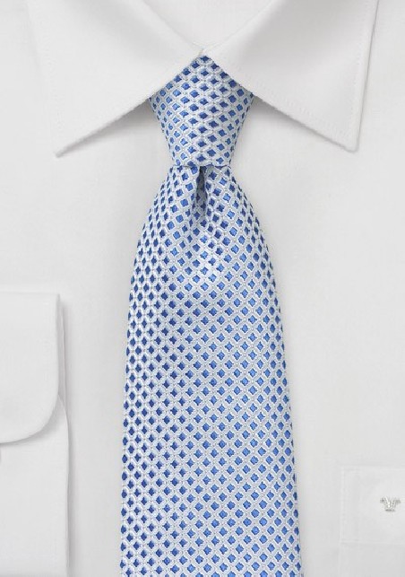 Light Blue and White Checkered Tie